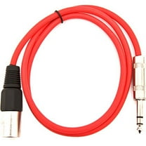 Seismic Audio SATRXL-M3, Red 3' XLR Male to TRS Patch Cable