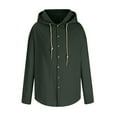 thumbnail image 4 of ZCFZJW Cotton Linen Hoodies for Men Drawstring Hooded Button Down Beach Hippie Shirt Casual Lightweight Soft Long Sleeve Blouse Tops NEW-Dark Green XXXXL, 4 of 6