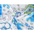 thumbnail image 4 of Blue Teal Brim Floral Print Polyester Kerchief Neck Scarf for Ladies, 4 of 6