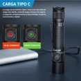 thumbnail image 2 of LACASI Linterna Led Recargable, Linterna T&aacute;ctica Doble Bot&oacute;n 1800 L&uacute;menes, IP68 Impermeable, Lampara Tactica, 4 Modos y SOS (Resistente a Ca&iacute;das), 2 of 7