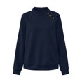 thumbnail image 3 of CINVREST Mock Sweatshirts Women 2026 Fall Winter Fashion Casual Loose Pullover Long Sleeve Button Texture Tops (S, Navy), 3 of 9