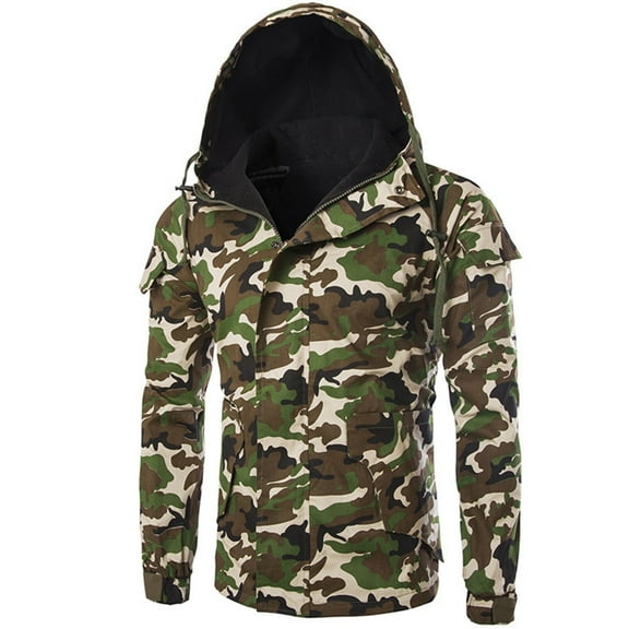Savings Clearance 2023!GaThRRgYP Coat for Men Long Sleeves Outwear Clearance,Men's Cotton-padded Jacket Winter Trend Casual Camouflage Style Men's Hooded Cotton-padded Jacket