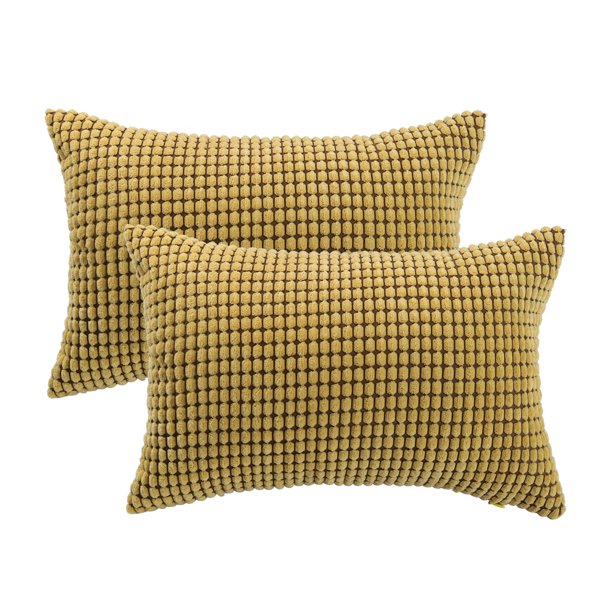 Unique Bargains 2Pack Decoratiove Throw Cushion Pillow Covers Yellow 12" x 18"