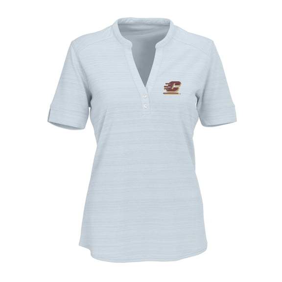 Women's Silver Cent. Michigan Chippewas Strata Textured Henley Shirt