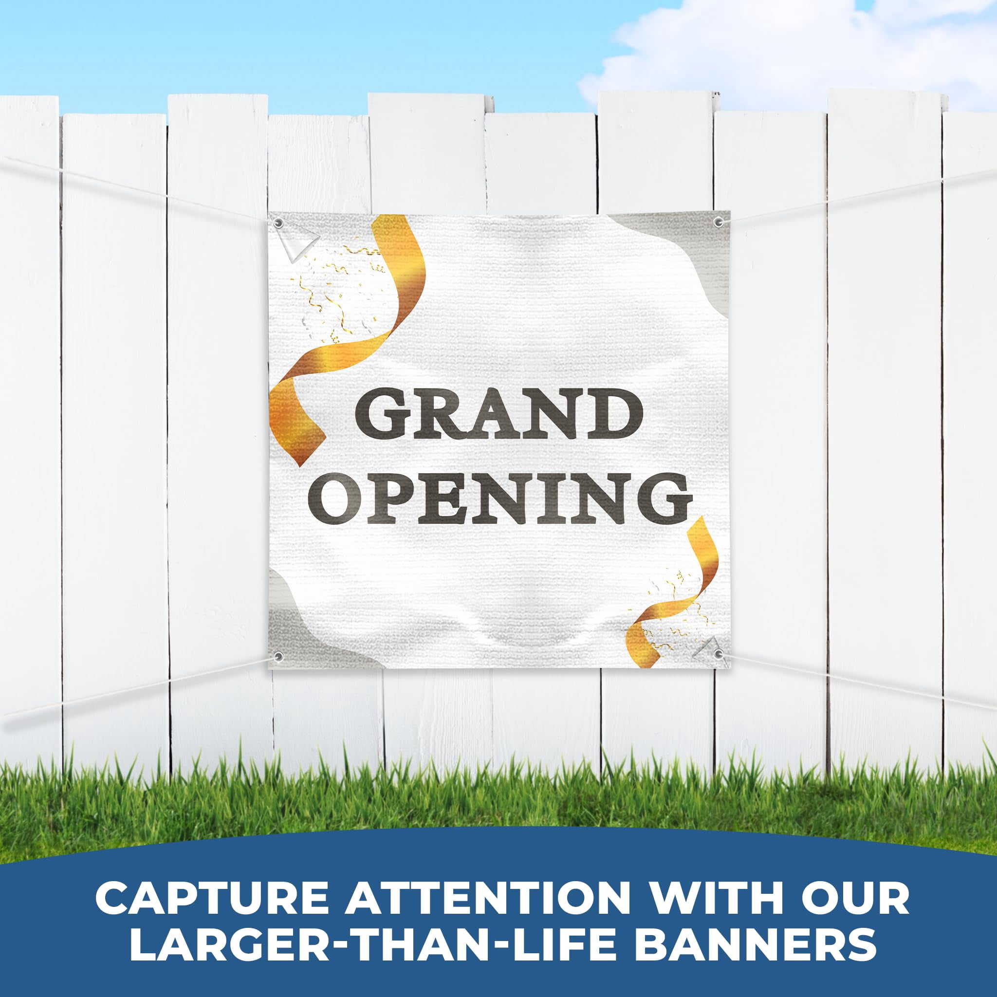 Grand Opening Banner Sign For Outdoor-Indoor Use 4x4 Ft Large Custom Banner and Signs with Hanging Rope Grand Opening Backdrop for Party Decor Oxford Cloth Sublimation Banner for Easy Hang