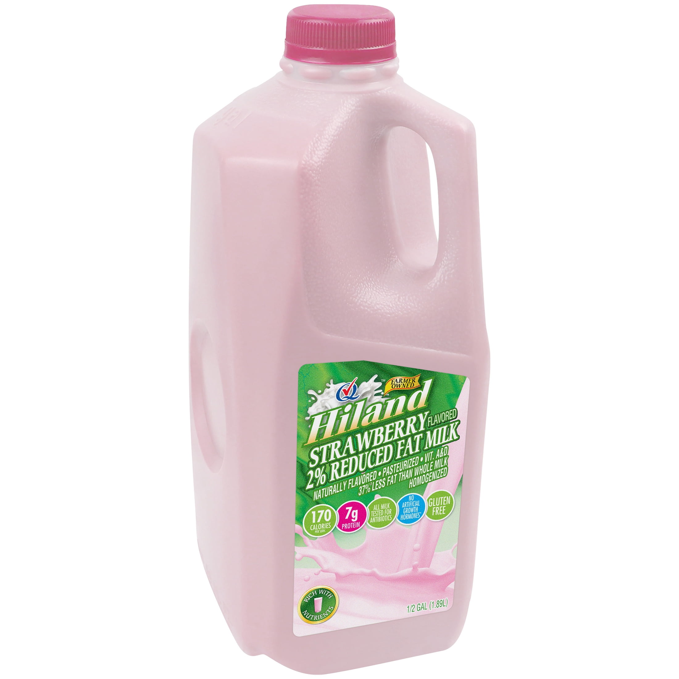 Hiland 2% Reduced Fat Strawberry Milk, Half Gallon, 64 fl oz