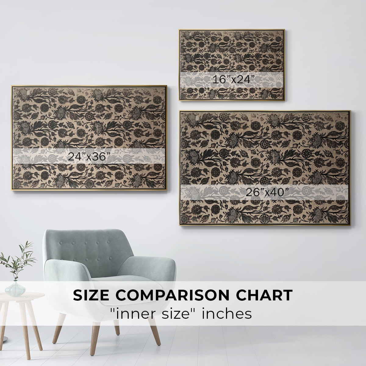Vintage Abstract Print-XXXII Framed in Gold Wood Gallery Wrapped Canvas 27 in. x 41 in.