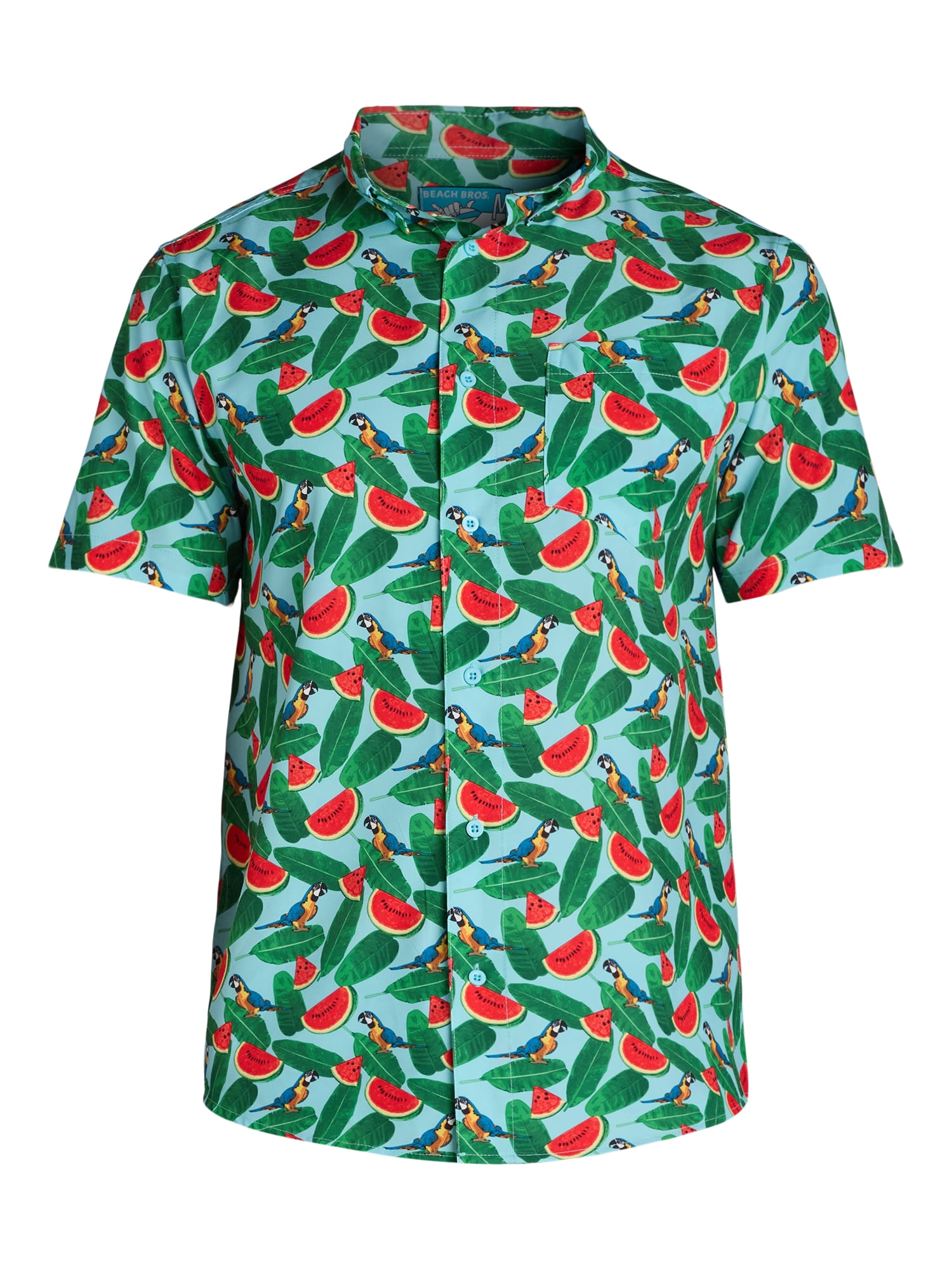 Beach Bros. Men's Print Stretch Cabana Shirt and Swim Trunks Set with UPF50+, 2-Piece, Sizes S-XL
