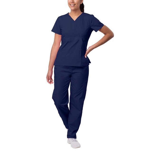 Sivvan Women's Scrub Set, Mock Wrap Top & Multi Pocket Cargo Pants, Available in 15 Colors