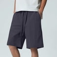 thumbnail image 2 of BXINGOHAI Mens Linen Shorts Casual Elastic Waist Drawstring Summer Beach Shorts Pockets Classic Fit Navy,2XL, 2 of 6