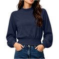 thumbnail image 5 of Womens Mockneck Sweatshirt Winter Fashion Solid Color Casual Long Sleeve Loose Fit Tops, 5 of 7