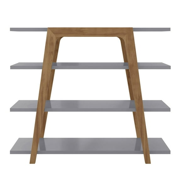 Manhattan Comfort Gowanus Geometric 47.24 Modern Ladder Bookcase with 4 Shelves in Grey
