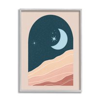 Nina Blue Rocky Night Dunes Constellated Crescent Moon 24 in x 30 in Framed Painting Art Print, by Stupell Home Décor