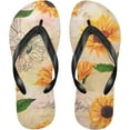 thumbnail image 2 of GZHJMY Flip Flops Slippers for Women/Men Outdoor Summer Beach Sandals Shower Shoes with Retro Beige Honey Bees And Sunflowers Element Summer Slippers, 2 of 7