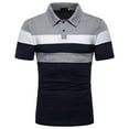 thumbnail image 3 of YYDGH Men's Short Sleeve Polo Golf Shirts 2-Button Moisture Wicking Athletic T-Shirts Casual Stripe Collared Shirt(Gray,4XL), 3 of 4