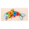 thumbnail image 3 of Milaget Animal Wooden Learning Puzzle Learning Educational Toys Toddler Puzzles for Boys Dolphin, 3 of 9