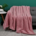 thumbnail image 3 of PiccoCasa Fluffy Fleece Blanket Lightweight Plush Throw Blanket for Couch Sofa Bed, Dark Pink Throw(50" x 60"), 3 of 6