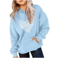 thumbnail image 2 of WQNVRNR Kids Valentine's Day Hoodie- Fleece-Lined Heart Long Sleeve Casual Sweatshirt with Pocket Light Blue Size 5, 2 of 6