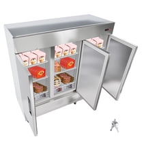 KFFKFF Commercial Stainless Steel Upright Freezer, 85" Wide, 69 Cu.Ft Capacity with Three Doors, Auto-Defrost, 12 Adjustable Shelves, -11 to 14℉ Temperature Range, ETL Certified