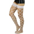 thumbnail image 7 of ToBeInStyle Women's Multi Fence Net Lace Trim Stocking w/ Silicon Grip Accessory - One Size - White, 7 of 7