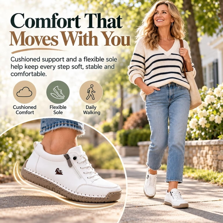 Orthopedic Zipper Sneakers for Women, Wide Toe Box Comfortable Walking ...