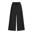 thumbnail image 5 of Women's 100% Cotton Loose Fit Pants with Elastic Waist, Drawstring Closure & Pockets, Summer Beach Casual Lounge Pants, Womens | VerBelle,Black 2XL, 5 of 9