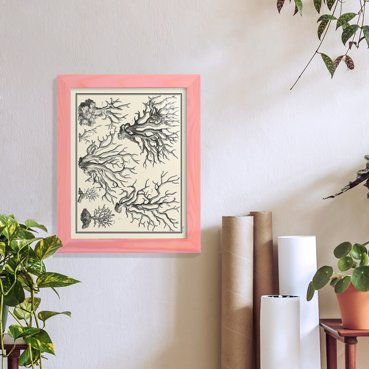 Aegean Collection III -Framed Print w/glass-Sunset Pink