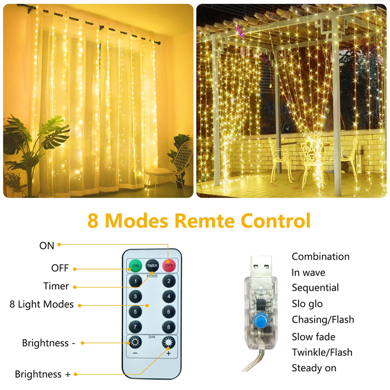 Smart Curtain Christmas String Lights WiFi Outdoor DIY 400 RGBIC LEDs 6.6 x  6.6FT Lights Remote Control Dynamic DIY Music Timer Waterproof Color