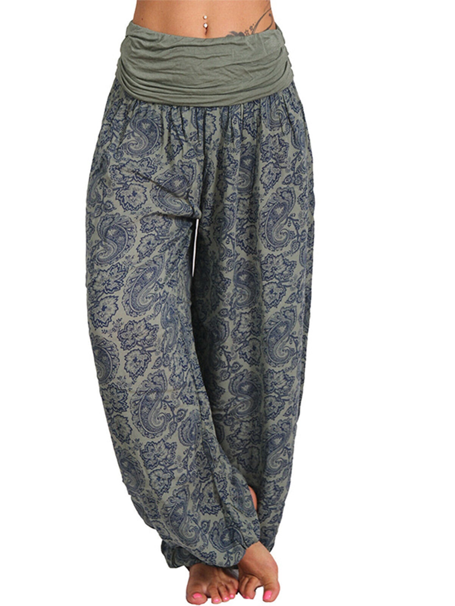 Indian Pants 100% Cotton Men Pajama Big Tall Trouser Harem Blue Solid Plain L 46 