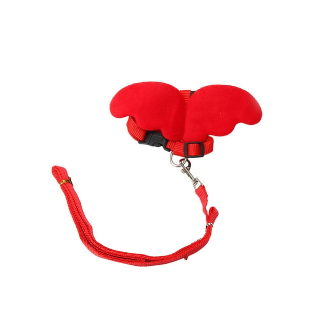 Angel Wing Rabbit Harness Kitten Pet Leash Adjustable Cat Kitten Pet Training Rope Bunny Hamster Outside Clothes for Goose Hen Red XS