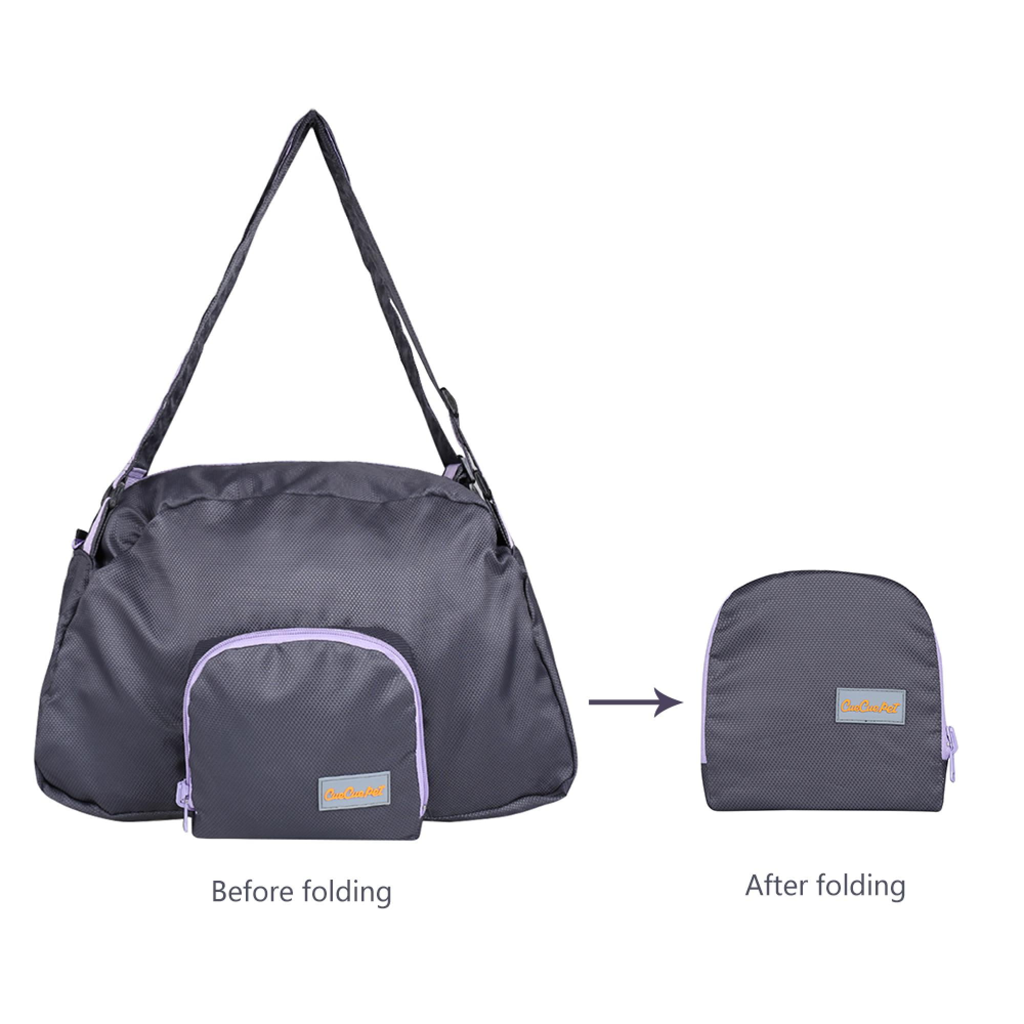 Foldable Soft Pet Carrier for Small Dogs & Cats – Lightweight Airline-Approved Travel Bag with Mesh Ventilation & Shoulder Strap – For Puppies, Kittens, Rabbits – Black Purple