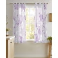 thumbnail image 4 of Purple White Floral Sheer Curtains 39 Inch Length 2 Panels Set for Living Room/Bedroom, Spring Botanical Leaves Farmhouse Kitchen Curtains Grommet Semi-Sheer Curtains Window Treatments 27.5"x39"x2, 4 of 7