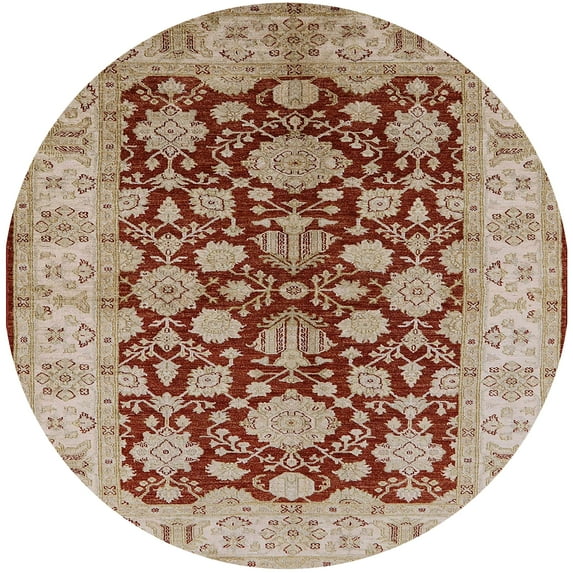 Ahgly Company Machine Washable Indoor Round Industrial Modern Mahogany Brown Area Rugs, 6' Round