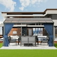 thumbnail image 6 of ASJMR 10x14FT Wall Mounted Gazebo with Polycarbonate Roof,Metal Frame Lean to Gazebo With Double Curtains for Garden Lawn Backyard Deck,Navy, 6 of 9