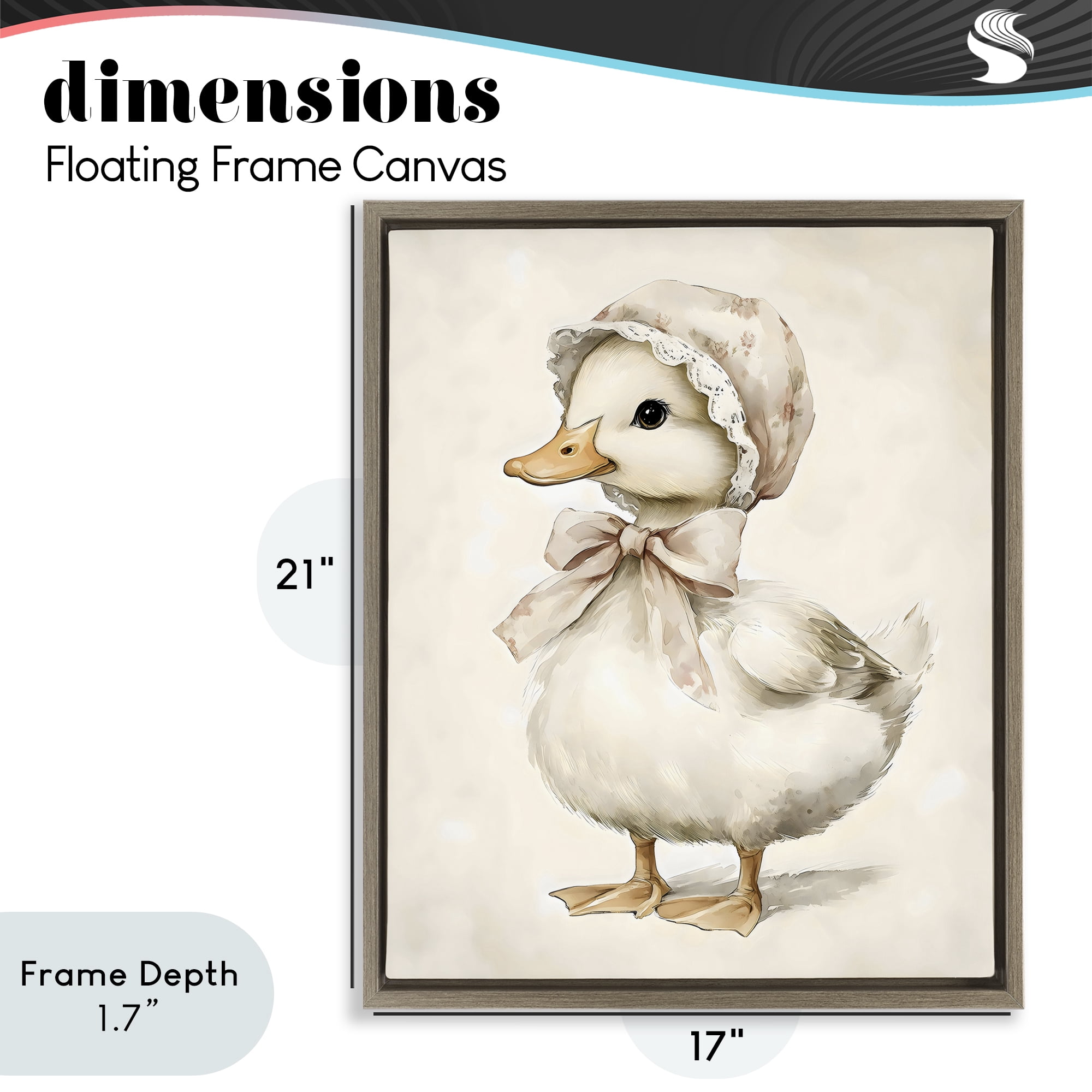 Stupell Industries Duck Wearing Bonnet Brown Framed Floater Canvas Wall Art, design by Arlington Prints