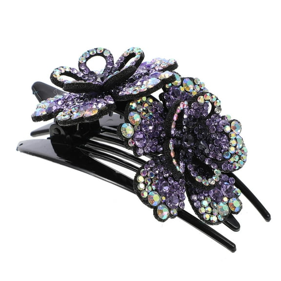 Soimiss Back Hair Barrette Duckbill clip Rhinestone 1Pack