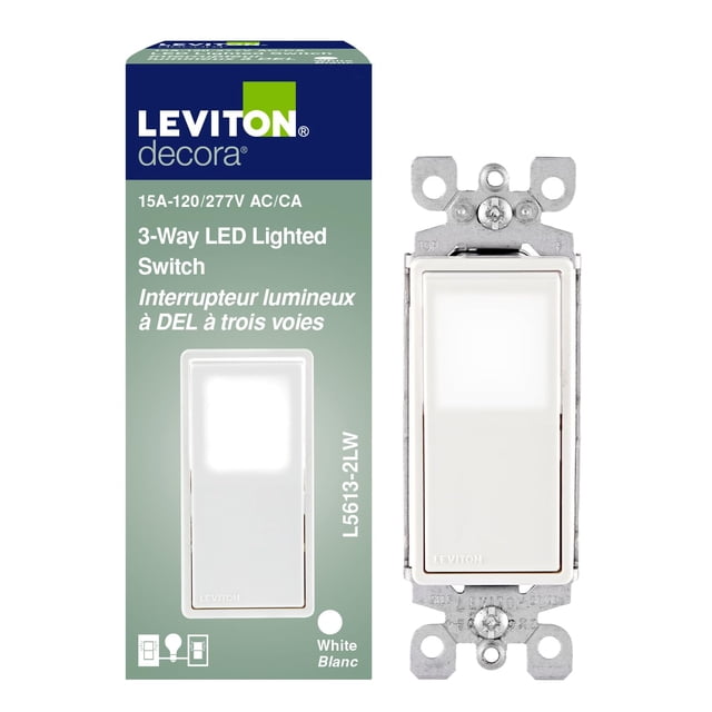 Interruptor de luz Leviton R72-05613-0WS de 15 amperios blanco