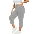 thumbnail image 2 of Plus Size Casual Pants Loose Fit With Pockets Yoga Athletic Trousers For Exercise And Daily Wear Comfort Stretch Fabric High Waist Design/Light Gray/S, 2 of 5