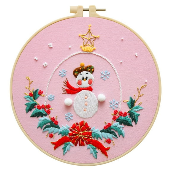 Gnomes Embroidery Kits Christmas Patterns with 8 inch Hoop Cross Stitch Kits for Beginners