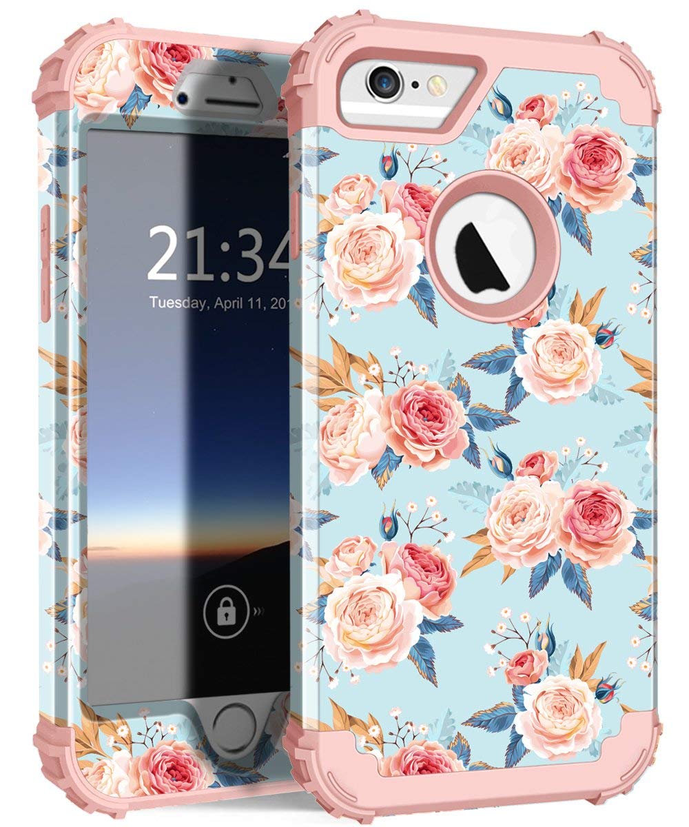 iPhone 6 case, iPhone 6s Case Flower Design, Hybrid Heavy Duty