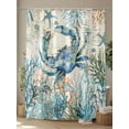 thumbnail image 4 of Fsddascl Coastal Crab Shower Curtain Set - Long 72" x 84" Washable Bathtub Curtain with 12 Hooks, Vintage Summer Beach Coral Ocean Waterproof Fabric Stall Shower Curtains for Bathroom/Bathtub Décor, 4 of 6