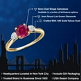 thumbnail image 2 of Gem Stone King 10K Yellow Gold Red Created Ruby and White Zirconia 3-Stone Ring for Women | 1.22 Cttw | Round 6MM | Gemstone July Birthstone | Size 6, 2 of 6