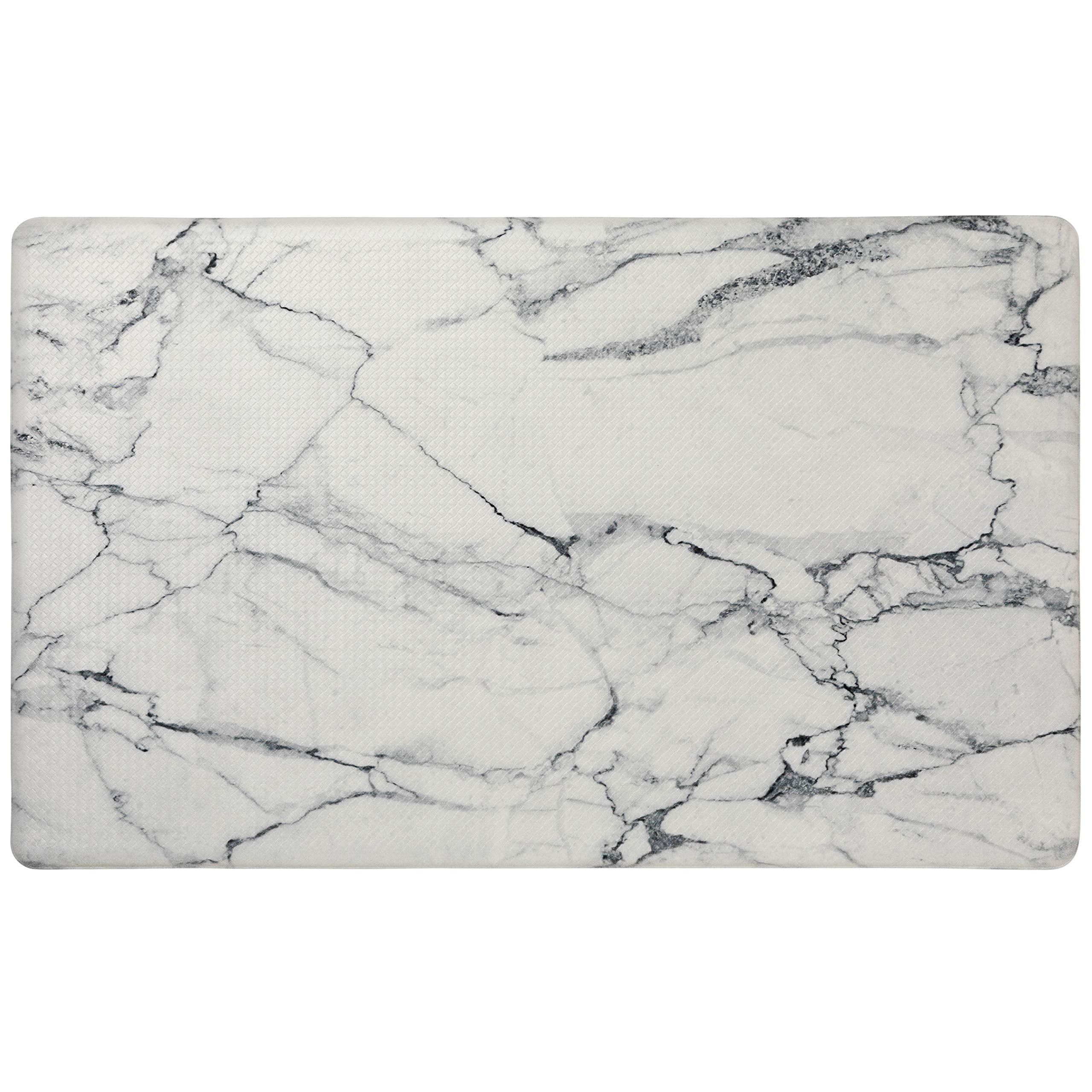 Sohome Cozy Living Modern Marble Anti-Fatigue Kitchen Mat, Grey/White, 20x36