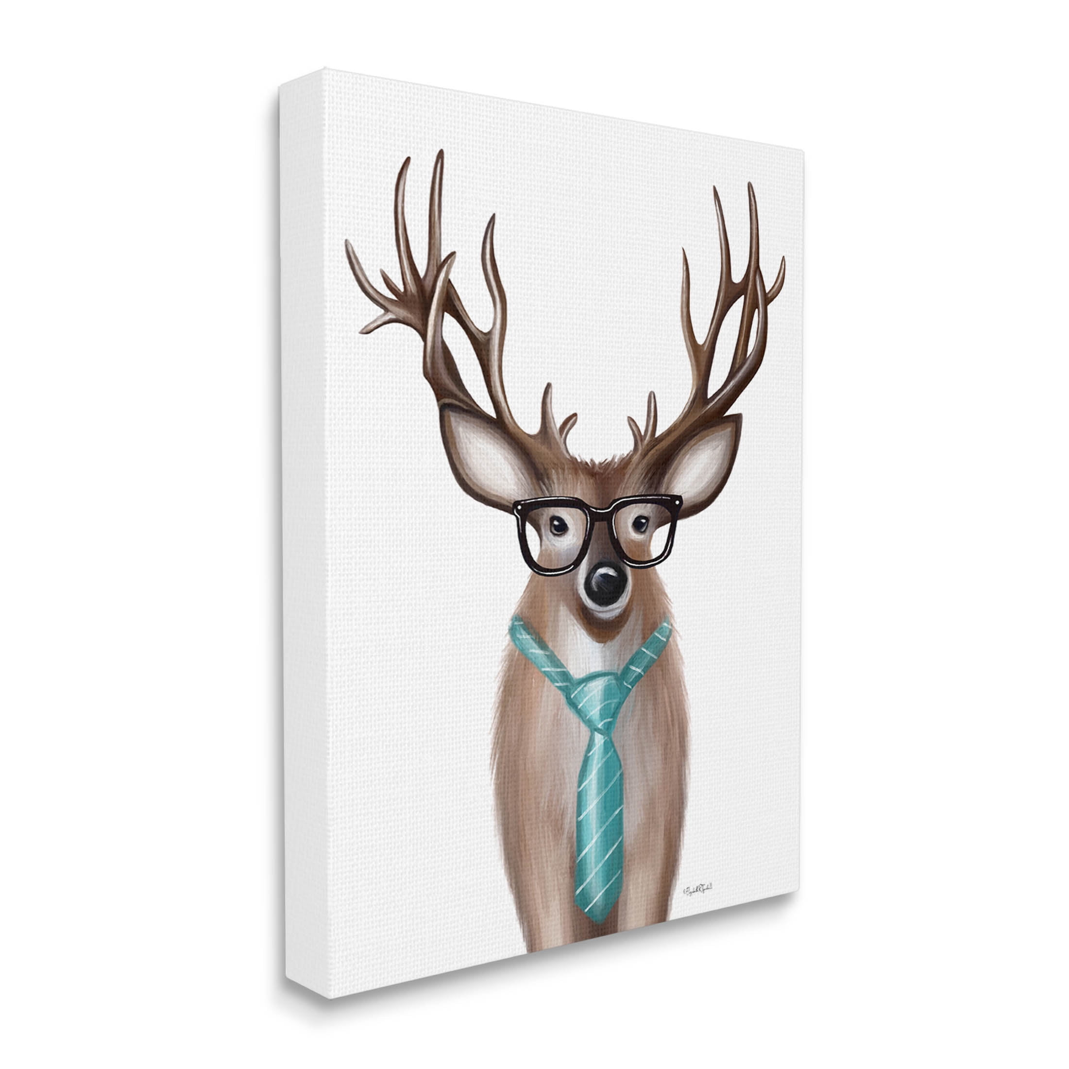 Stupell Industries Funny Deer Necktie & Glasses Portrait Graphic Art Gallery Wrapped Canvas Print Wall Art, Design by Elizabeth Tyndall