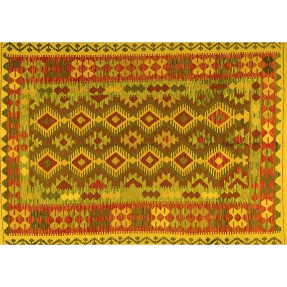 Ahgly Company Indoor Rectangle Persian Yellow Traditional Area Rugs, 6' x 9'
