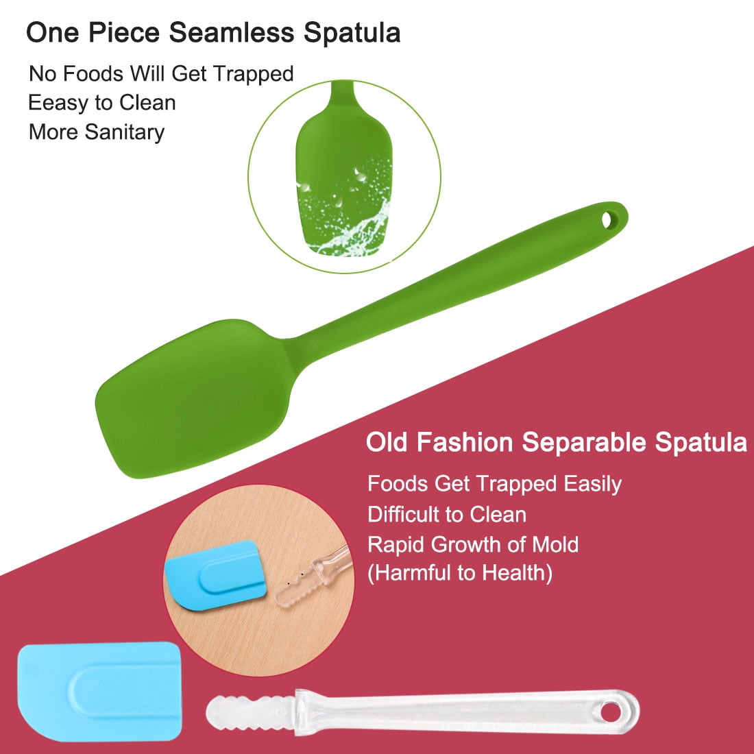 Unique Bargains Silicone Spatula Set of 4 Heat Resistant Non Stick Turner Green