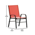 thumbnail image 4 of Flash Furniture 5 Piece Commercial Grade Patio Dining Set with Tempered Glass Patio Table with 4 Chairs with Red Flex Comfort Material Seats and Backs, 4 of 12
