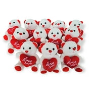 6" White Teddy Bear with "I Love You" Heart (12 Pieces)