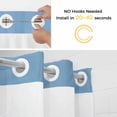thumbnail image 2 of No Hook Shower Curtain with Snap in Liner, Monochrome Sky Blue Waterproof Bath Curtain Double Layers with See Through Top Window, Pure Color Minimalist Style Hotel Shower Curtains 72x84in, 2 of 9