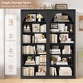 thumbnail image 4 of Homfa 6-Tier Bookcase with Arched Top and Pilasters, 72.8" H Accent Bookcase with Bark Grain Texture, Black, 4 of 8